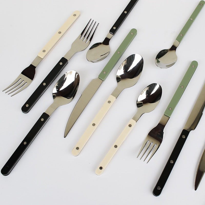 24-Piece Stainless Steel Cutlery Set Modern Handles - Image 2