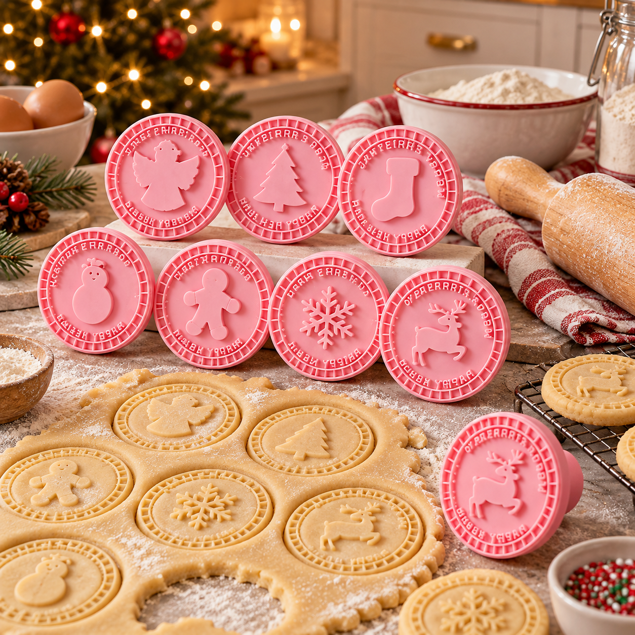 Christmas Cookie Stamp Set 9 Festive Designs Baking Fun
