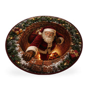 Christmas Rug 3D Optical Illusion Round Printed Holiday Scenes