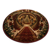 Christmas Rug 3D Optical Illusion Round Printed Holiday Scenes