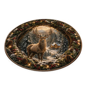 Christmas Rug 3D Optical Illusion Round Printed Holiday Scenes