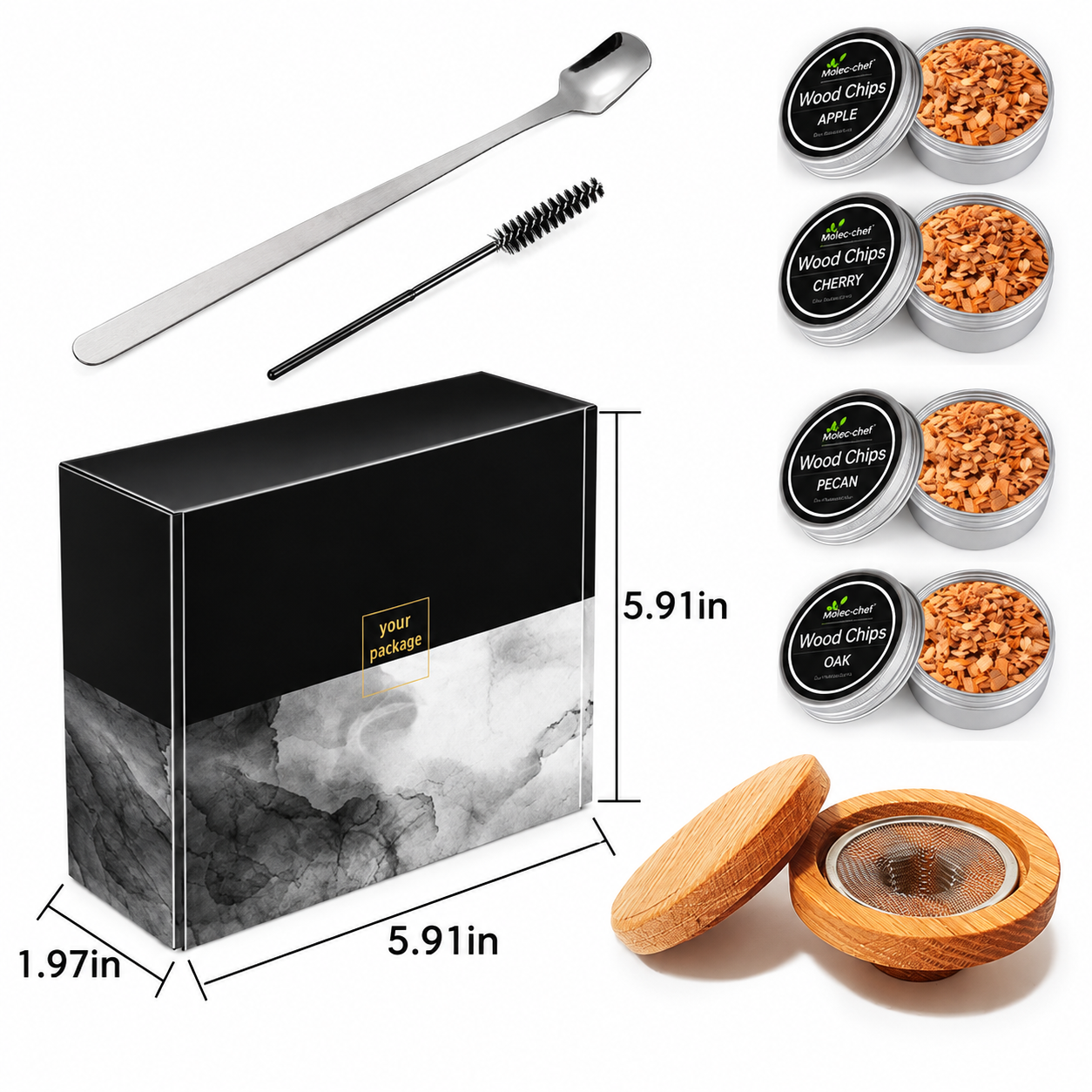 Cocktail Smoker Kit Whiskey Infuser Torch Personalized Bar Gift