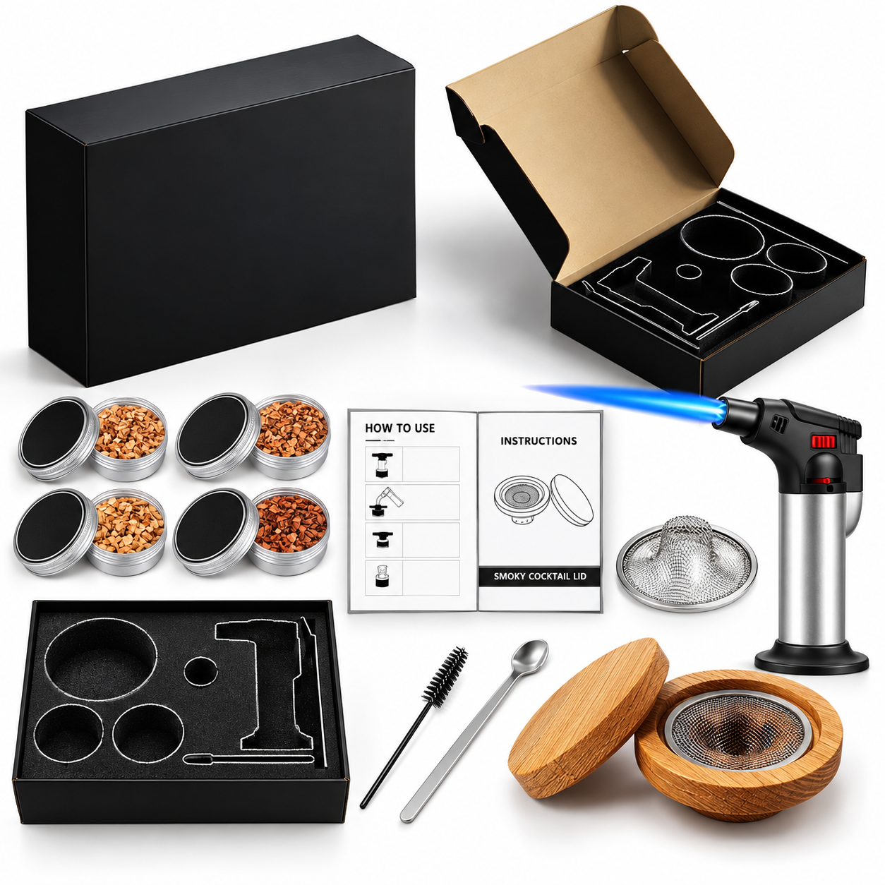 Cocktail Smoker Kit Whiskey Infuser Torch Personalized Bar Gift
