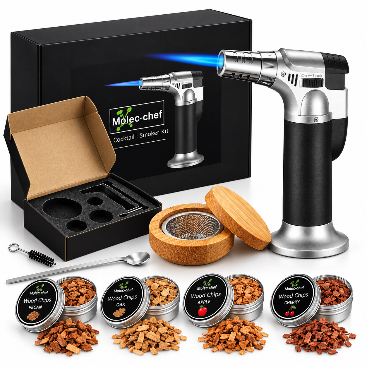 Cocktail Smoker Kit Whiskey Infuser Torch Personalized Bar Gift