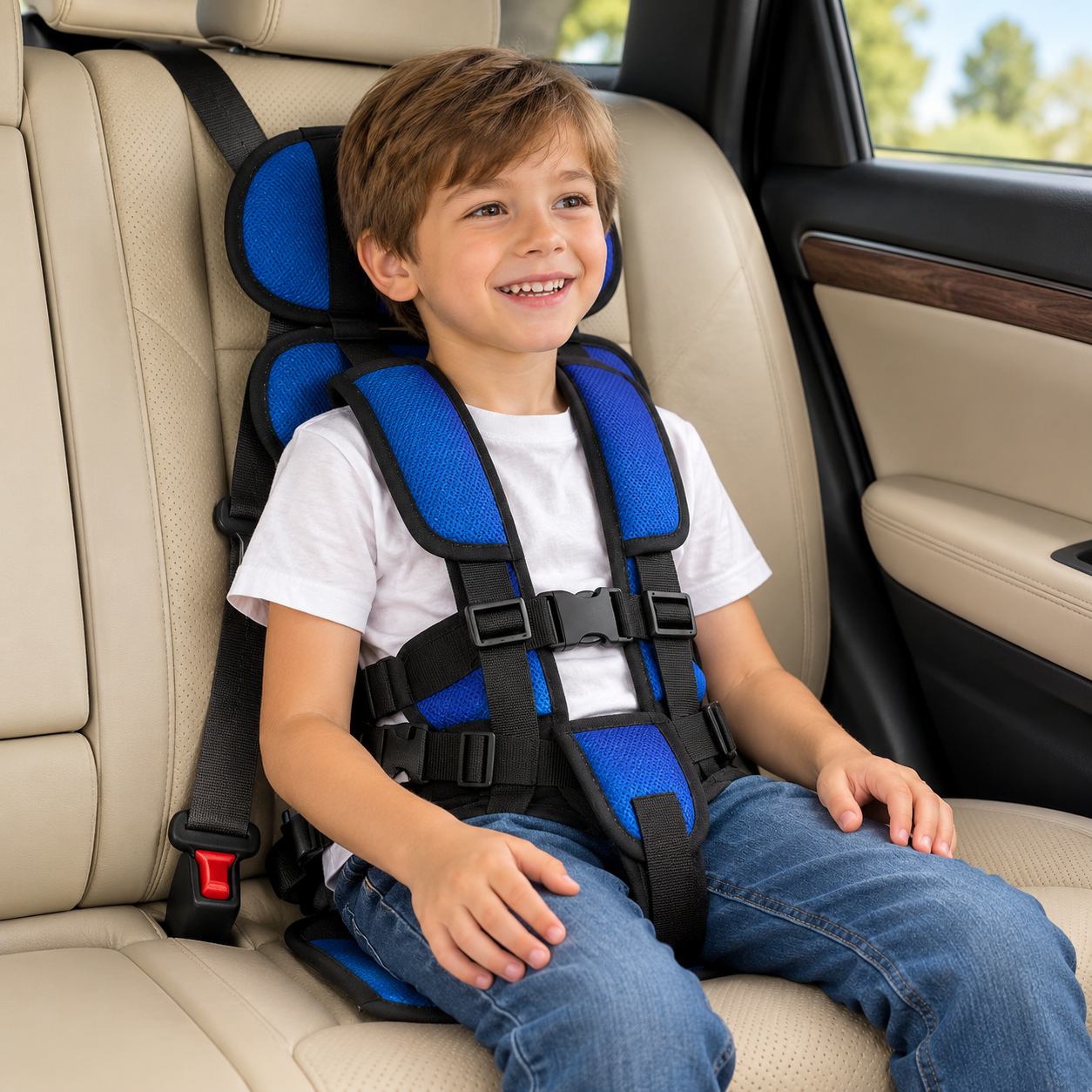 Foldable Travel Car Seat 1-14 Years Lightweight Safety Design