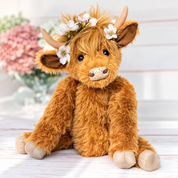 Highland Cow Plush Toy Flowers Soft Stuffed Animal