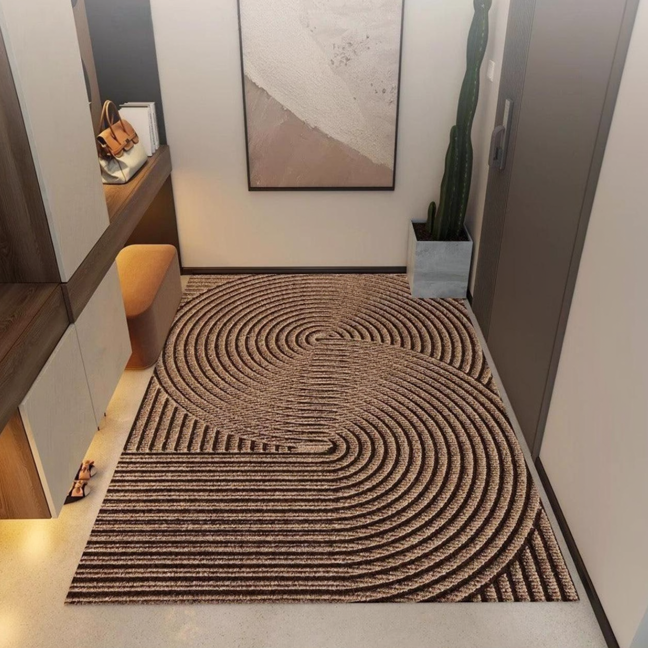 Indoor Door Mat Non-Slip Backing Modern Geometric Design