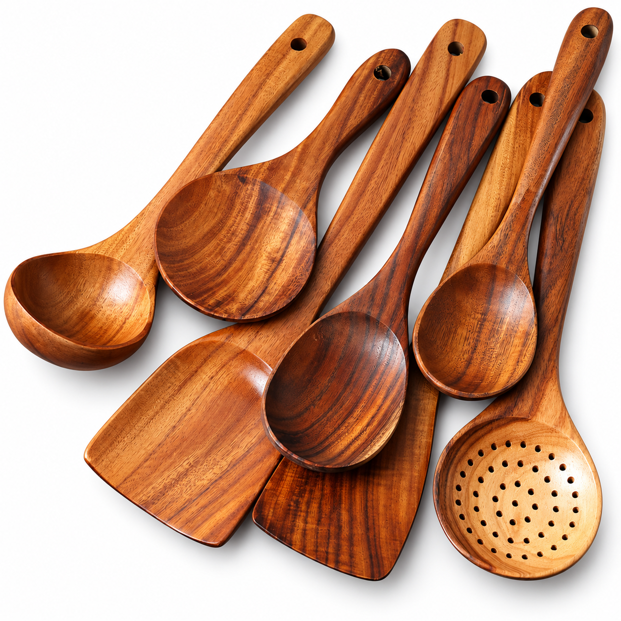 Kitchen Utensils Set Wooden Cooking Spoons Spatulas 7 Piece