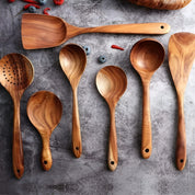 Kitchen Utensils Set Wooden Cooking Spoons Spatulas 7 Piece