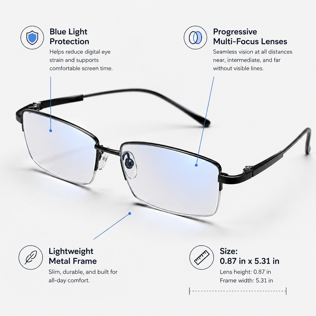 Lightweight Light Glasses Progressive Reading Multi-Focus