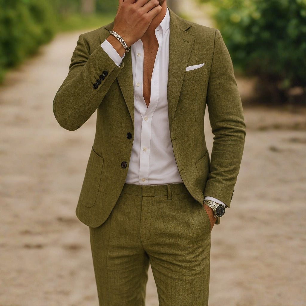 Men's Two Piece Suit Tailored Blazer Trousers Wedding Attire