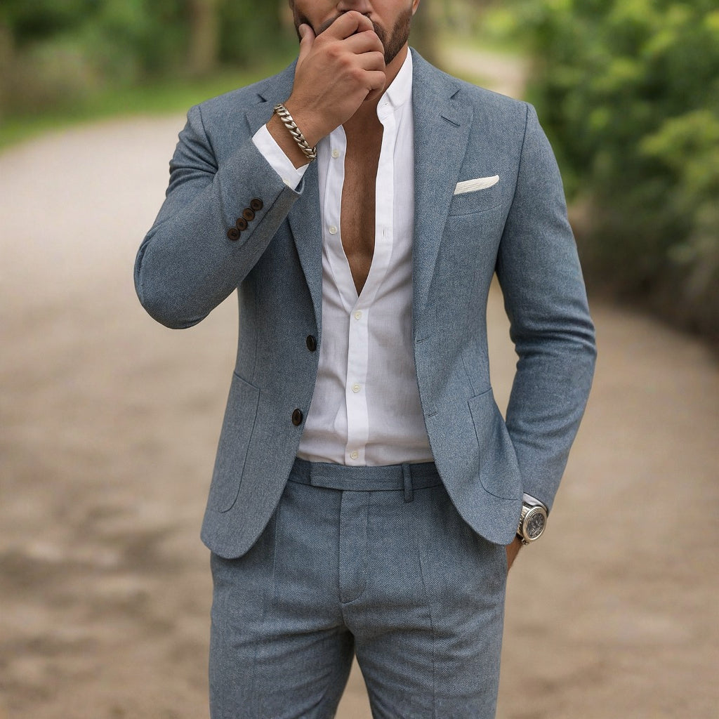 Men's Two Piece Suit Tailored Blazer Trousers Wedding Attire