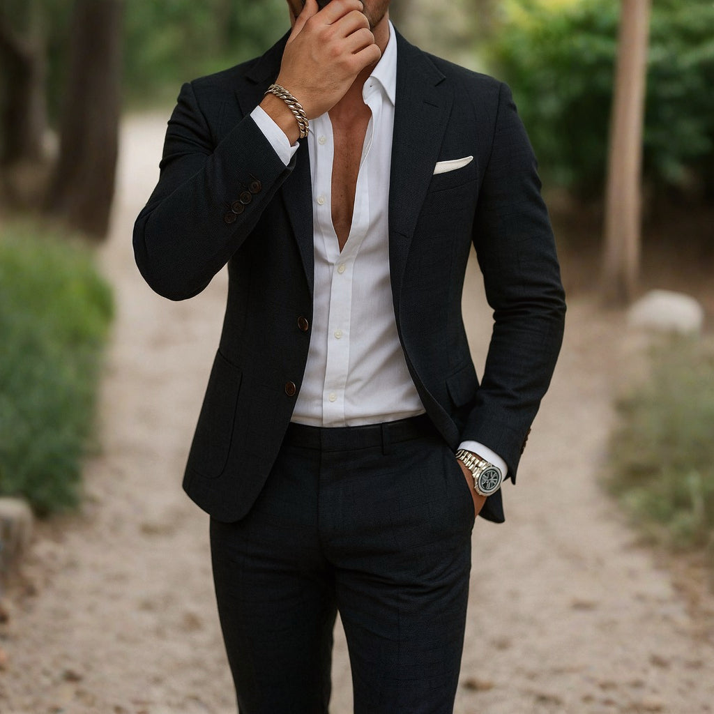 Men's Two Piece Suit Tailored Blazer Trousers Wedding Attire