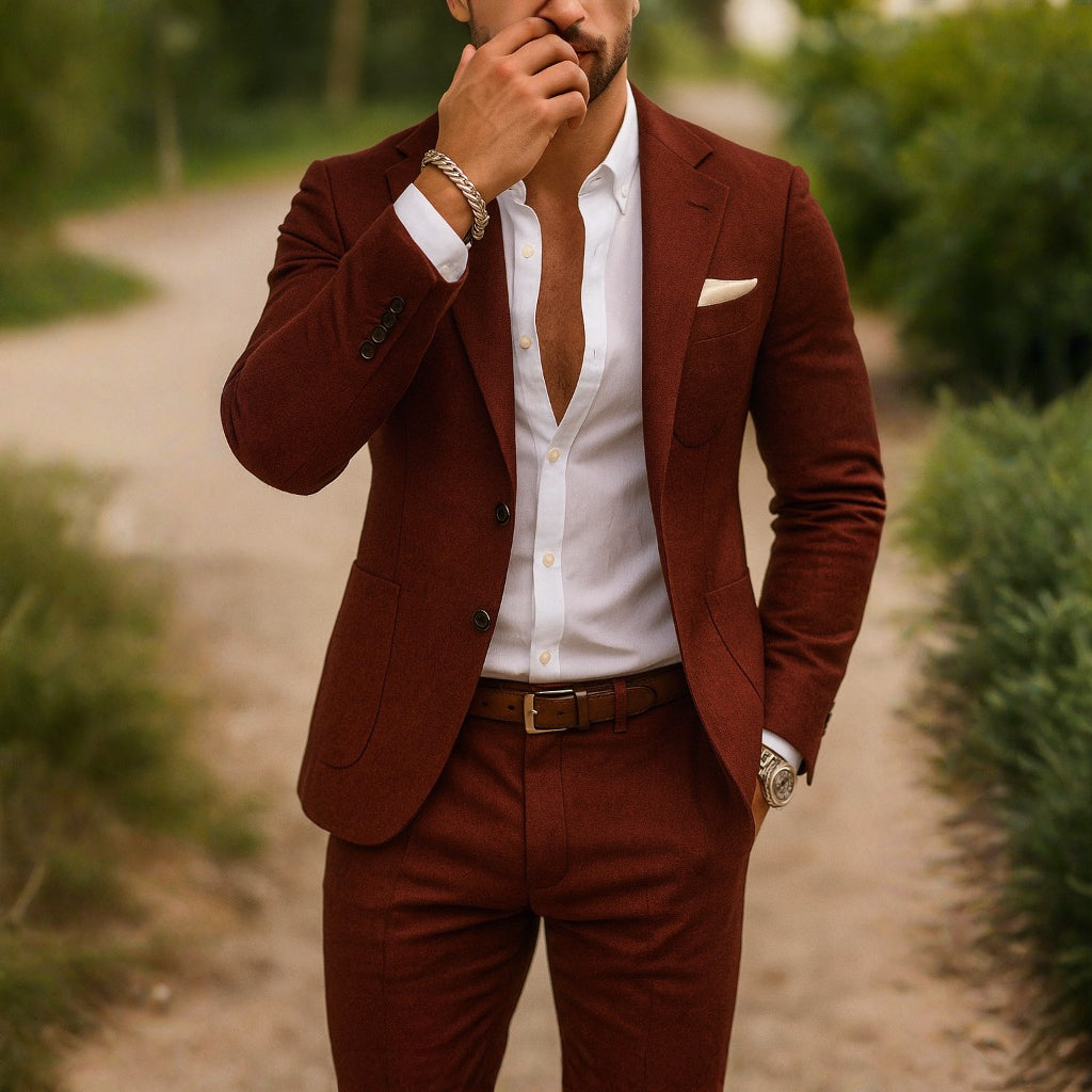 Men's Two Piece Suit Tailored Blazer Trousers Wedding Attire