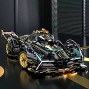 Model Car Building Blocks V12 Supercar Kit Working Steering 1690 Pieces