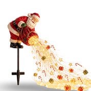 Outdoor Christmas Lights Santa Snowman Cascading Yard Stake Display