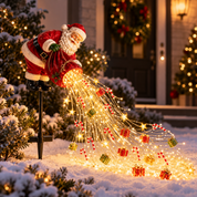 Outdoor Christmas Lights Santa Snowman Cascading Yard Stake Display