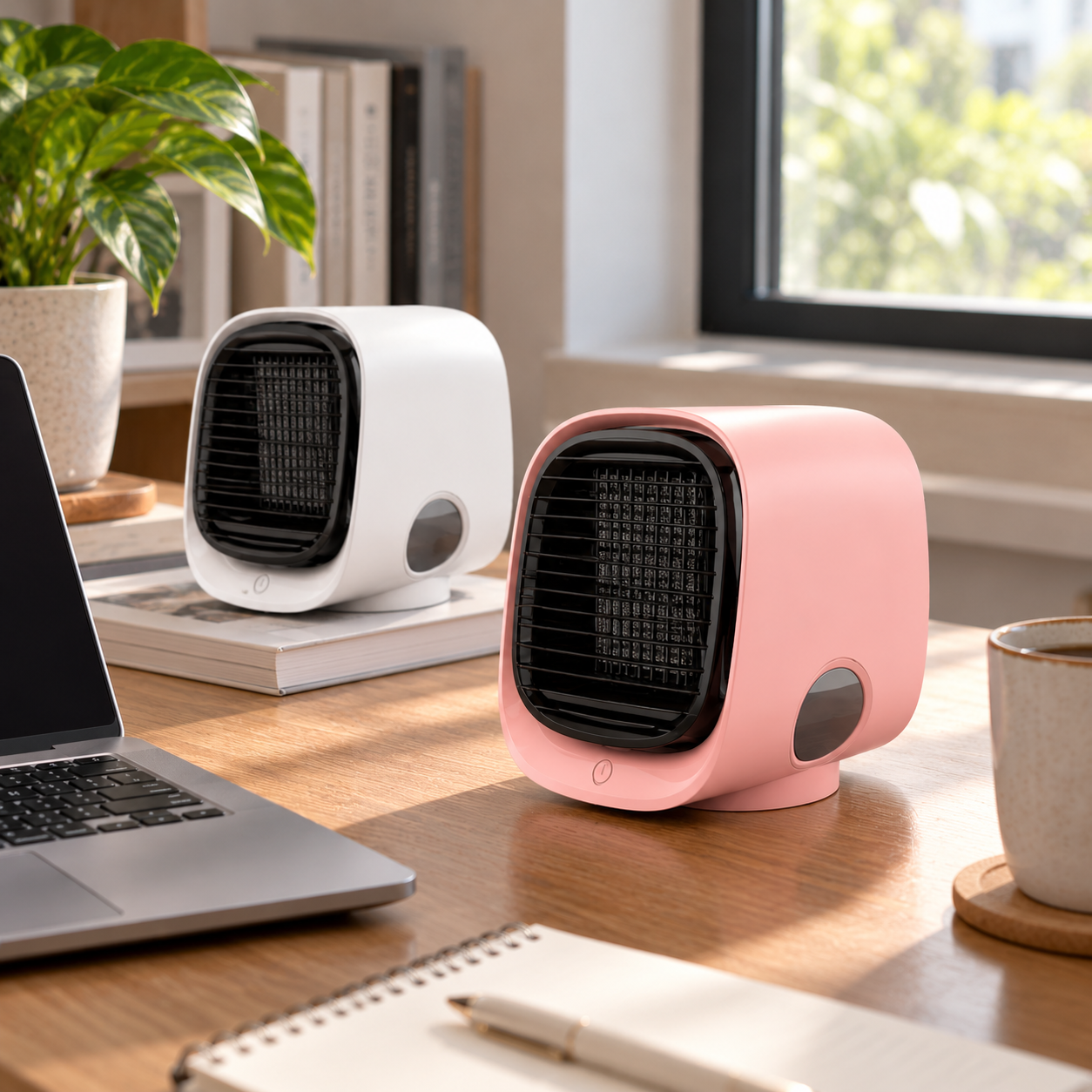 Portable Fan Humidifier USB-C 3-Speed LED Light Home Office Use