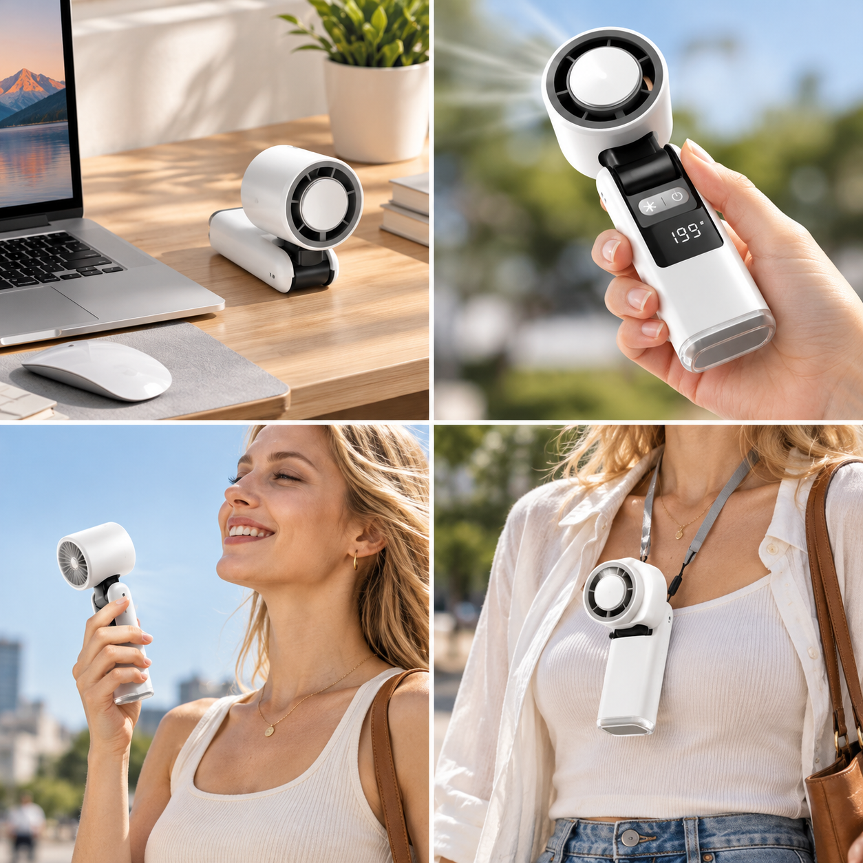 Portable Handheld Fan Digital Display Rechargeable Compact