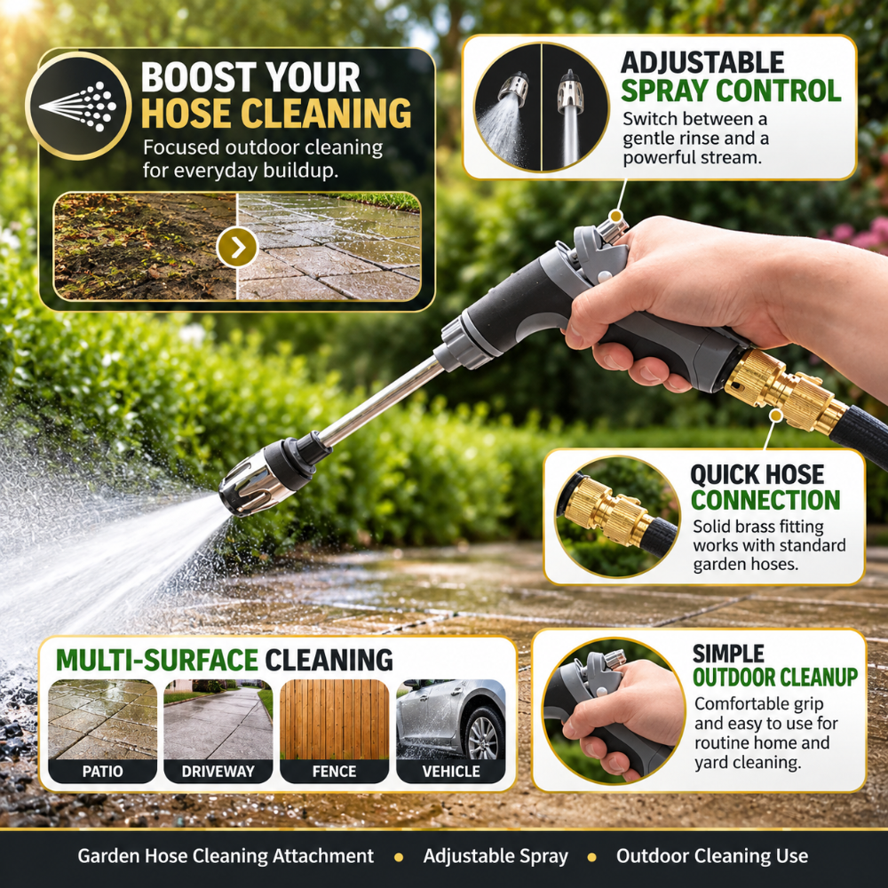 Pressure Washer Attachment Hose Nozzle Garden Spray