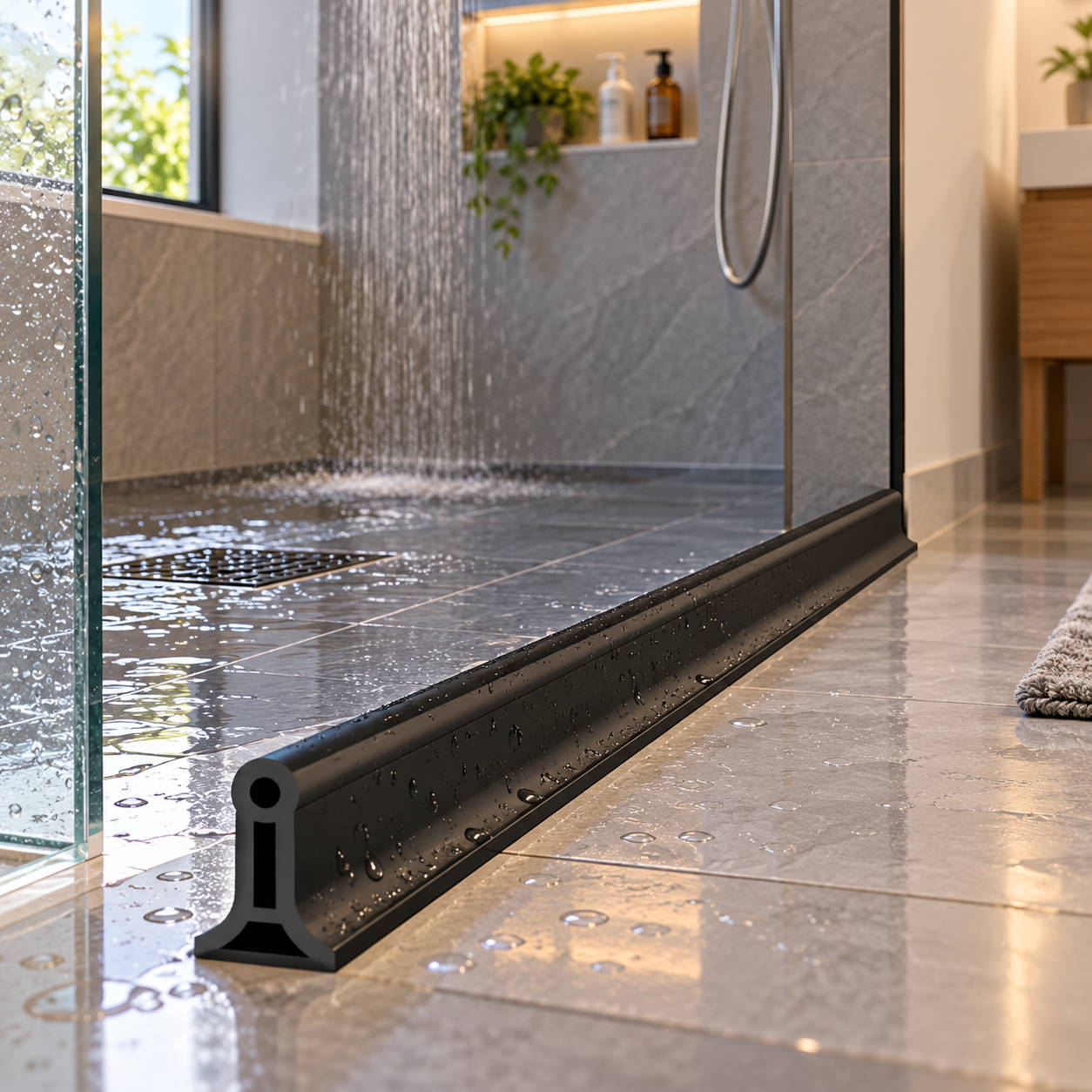Shower Water Barrier Silicone Threshold Self Adhesive Strip