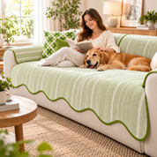 Sofa Cover Couch Cover Herringbone Scallop Slipcover