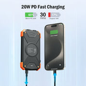 Solar Power Bank Wireless Charger 20W Fast Charging LED Flashlight