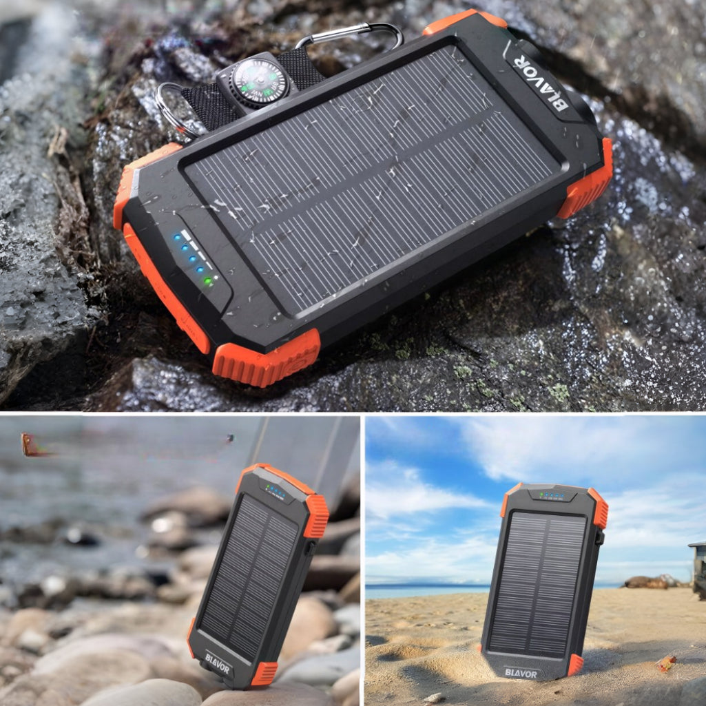 Solar Power Bank Wireless Charger 20W Fast Charging LED Flashlight