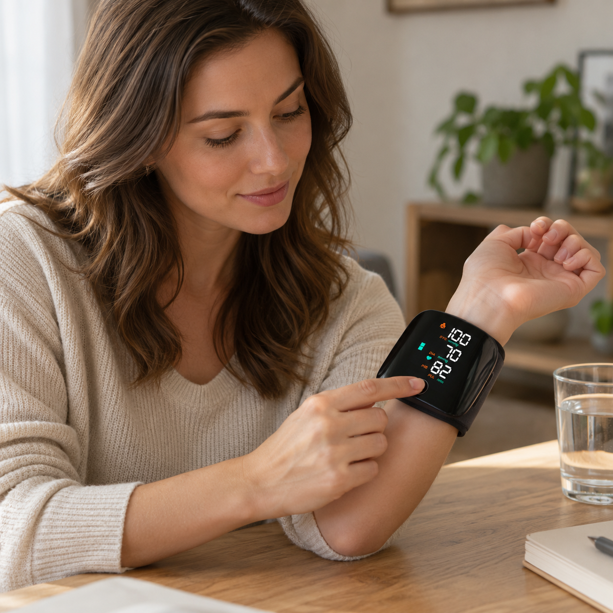 Wrist Blood Pressure Monitor Rechargeable Touch Display