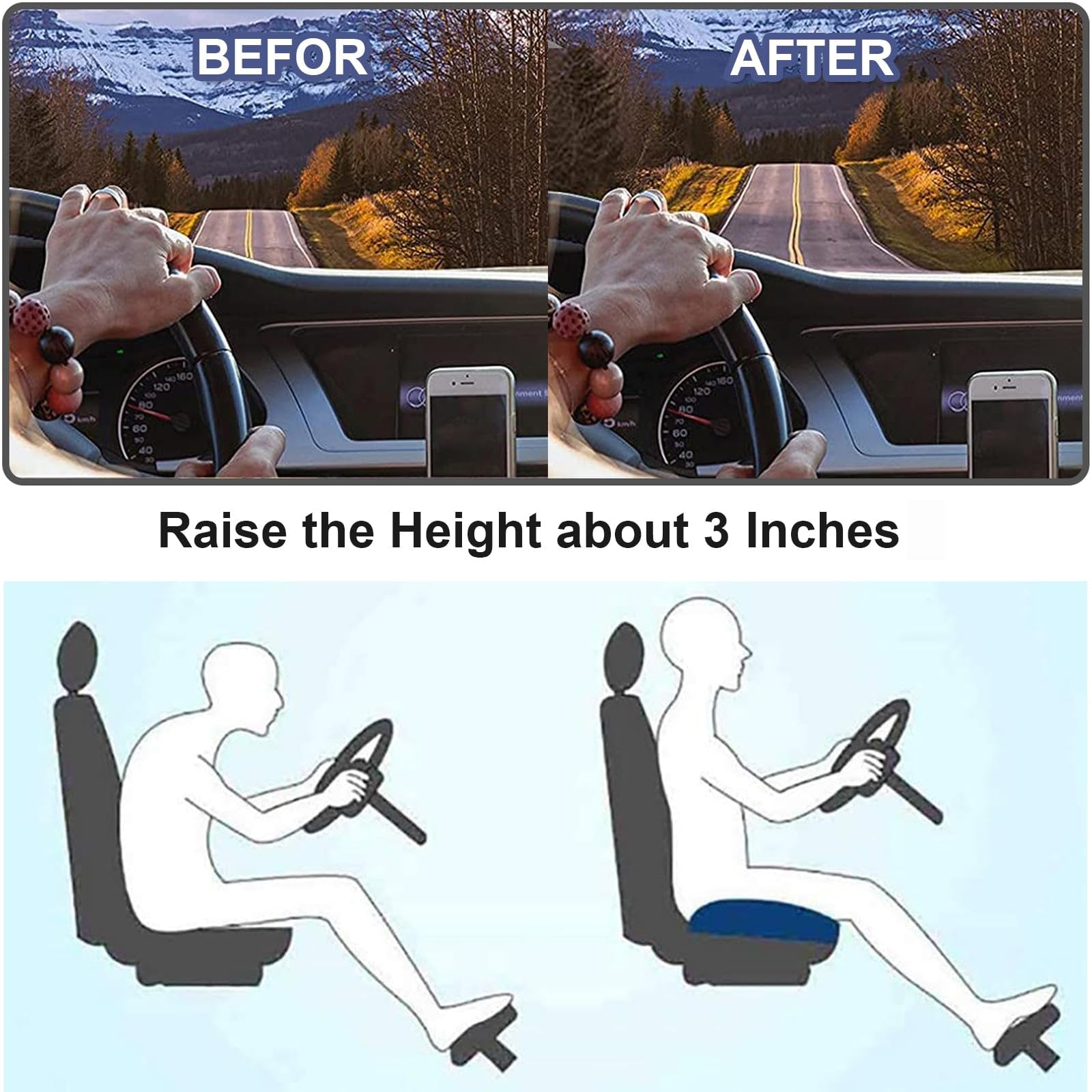Adult Car Booster Seat Cushion Comfort and Improved Visibility - Image 3