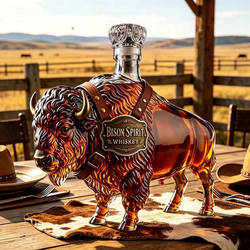 Bison Spirit Whiskey Bottle Unique Animal-Shaped Decanter - Image 2