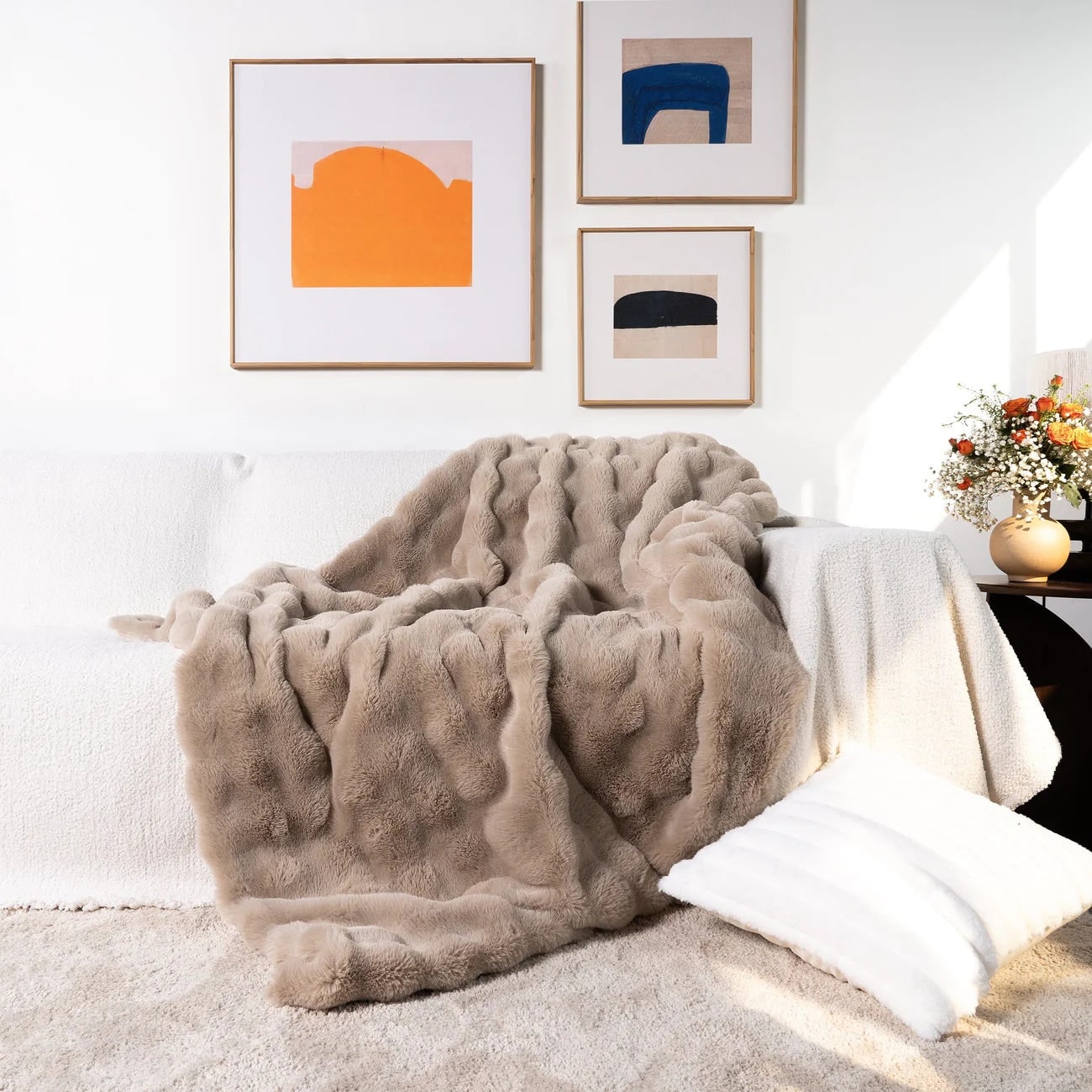 Blanket Throw Rabbit Faux Fur Winter Soft Cozy Sofa Bed Cover - Image 13