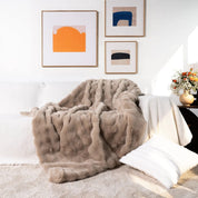 Blanket Throw Rabbit Faux Fur Winter Soft Cozy Sofa Bed Cover - Image 13