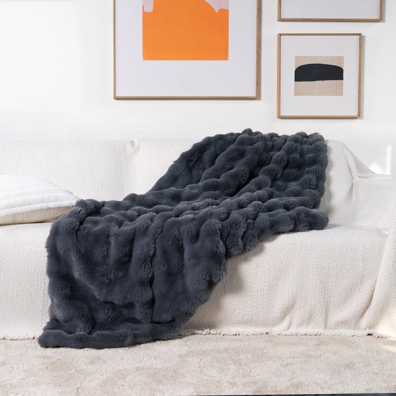 Blanket Throw Rabbit Faux Fur Winter Soft Cozy Sofa Bed Cover - Image 14