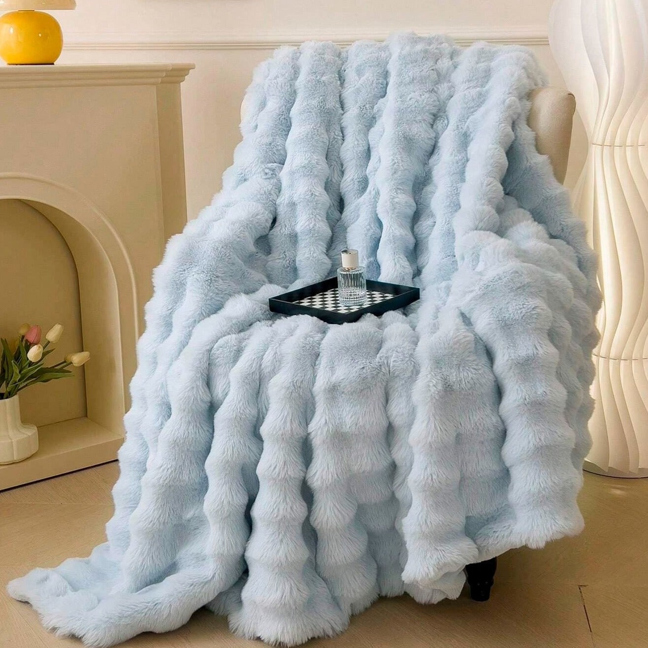 Blanket Throw Rabbit Faux Fur Winter Soft Cozy Sofa Bed Cover - Image 3