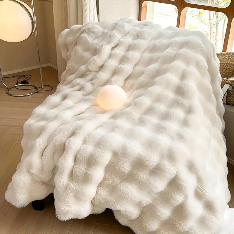 Blanket Throw Rabbit Faux Fur Winter Soft Cozy Sofa Bed Cover - Image 4