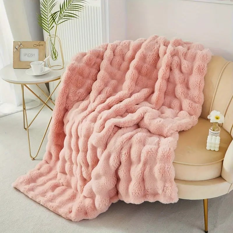 Blanket Throw Rabbit Faux Fur Winter Soft Cozy Sofa Bed Cover - Image 7