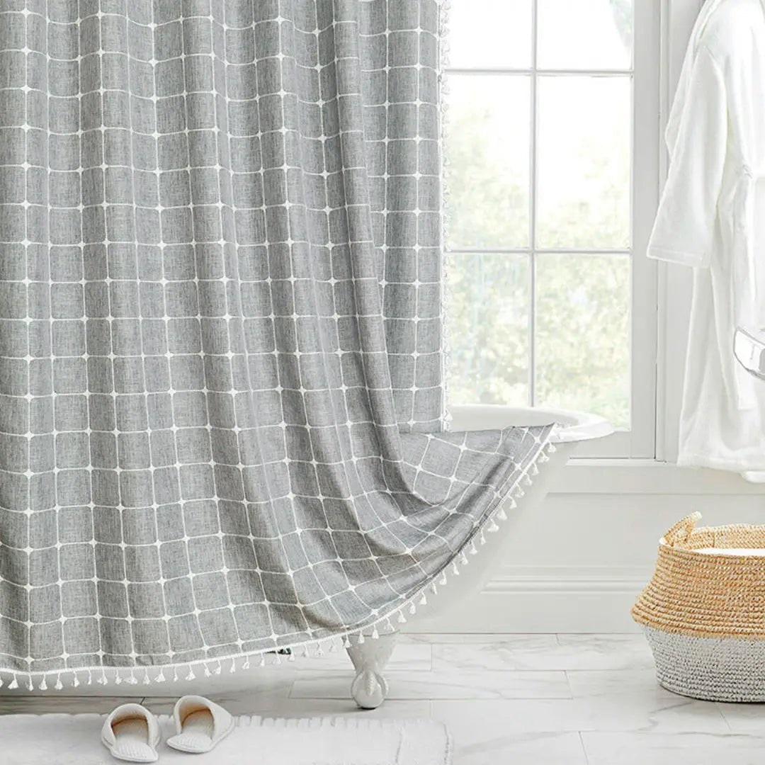 Bohemian Linen Shower Curtain Tassels Stylish Bathrooms - Image 3