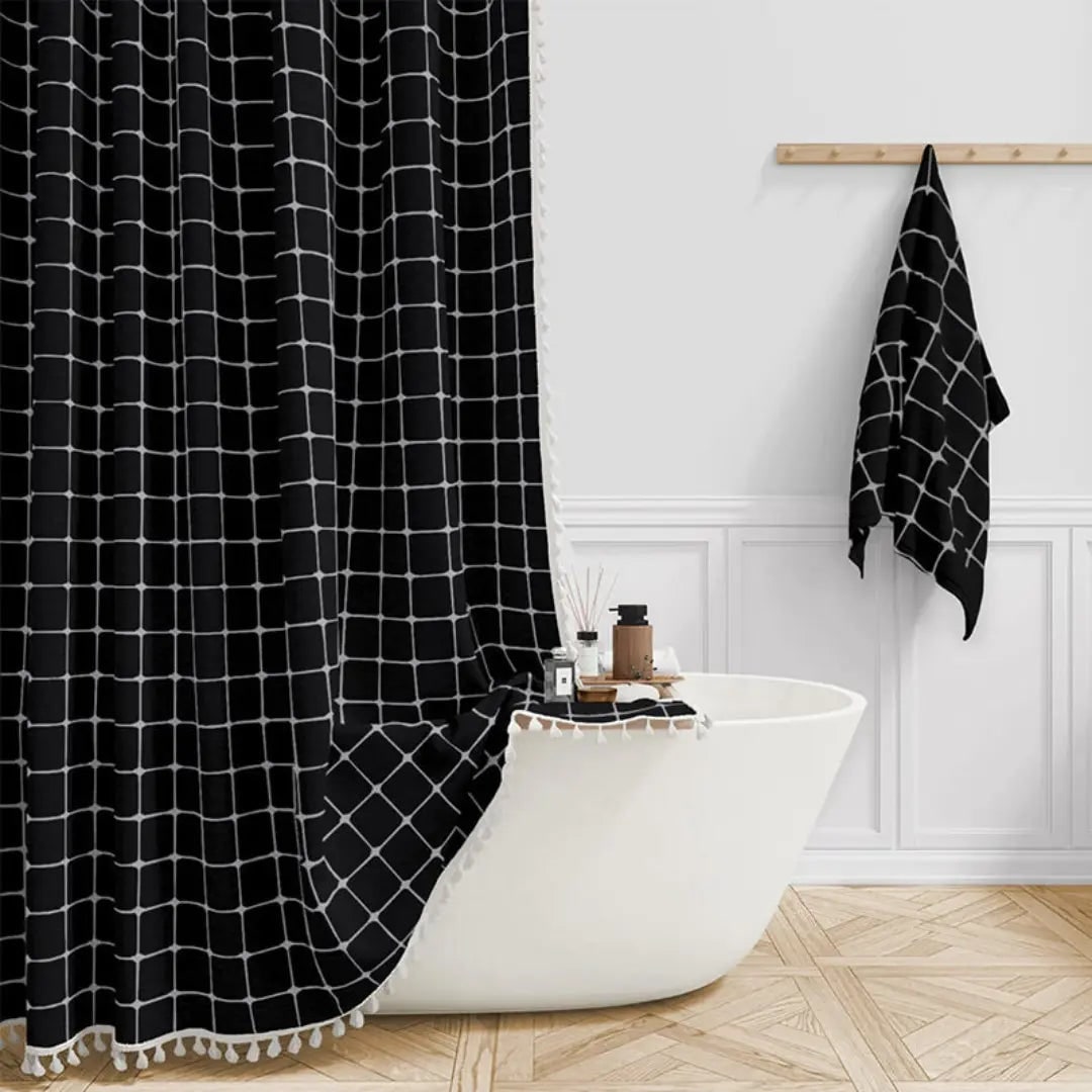 Bohemian Linen Shower Curtain Tassels Stylish Bathrooms - Image 4