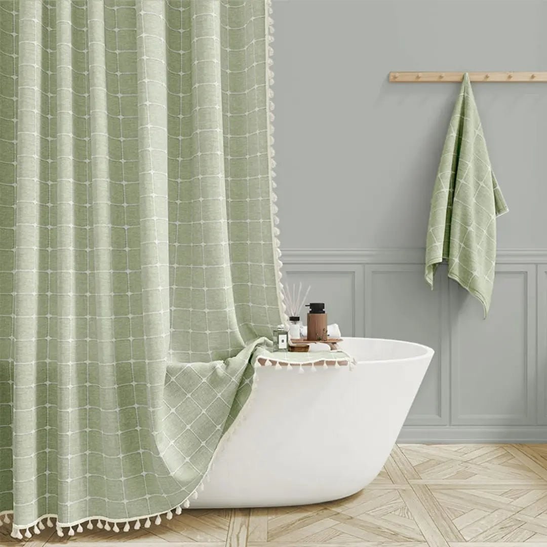 Bohemian Linen Shower Curtain Tassels Stylish Bathrooms - Image 6