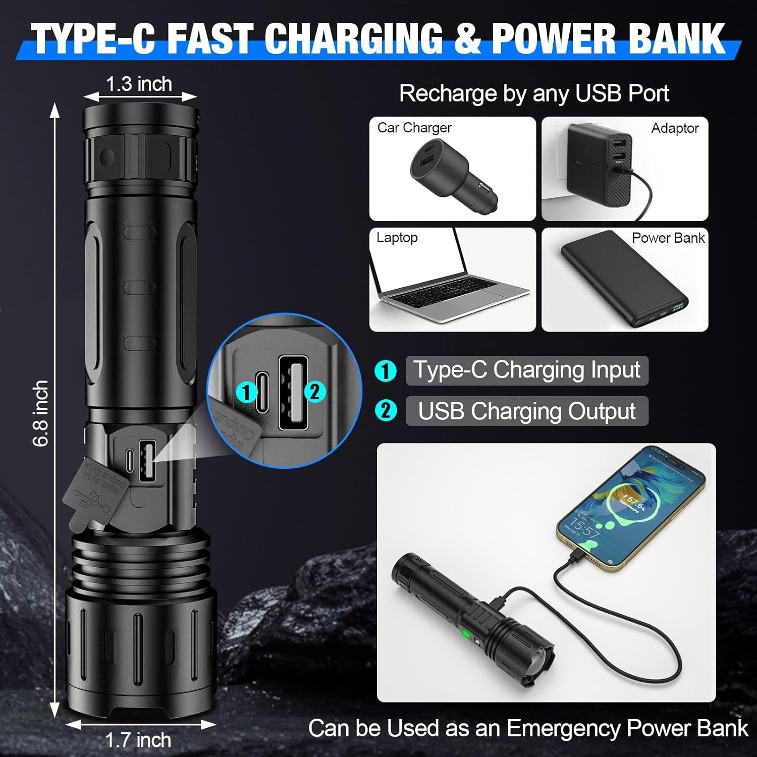 Bright LED Flashlight Long Range Beam and Multiple Modes - Image 6