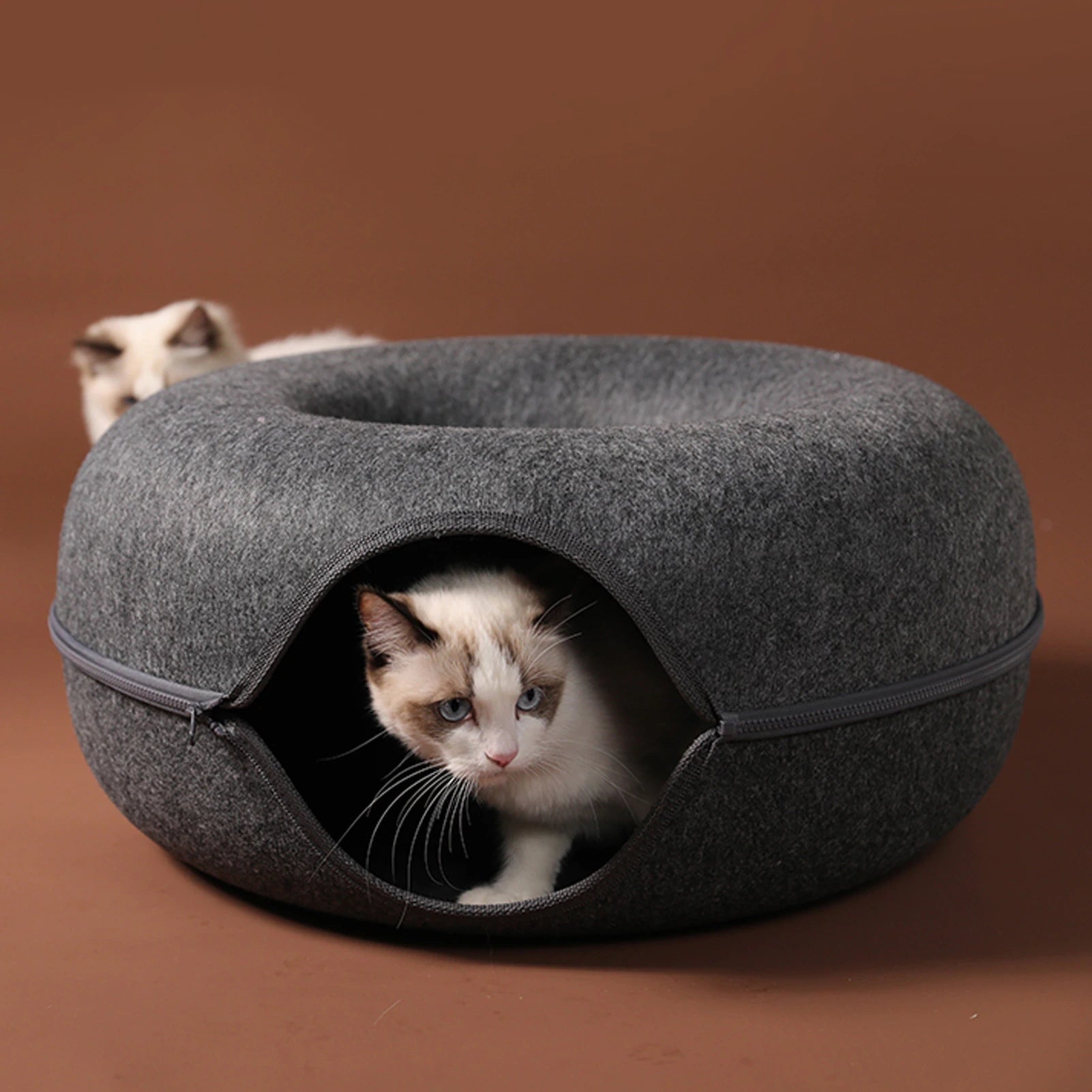 Cat Bed Cave Design Cozy Felt Pet Nest Indoor Cats - Image 1