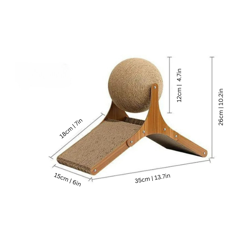 Cat Scratching Post Ball Modern Wooden Cat Furniture Play - Image 2