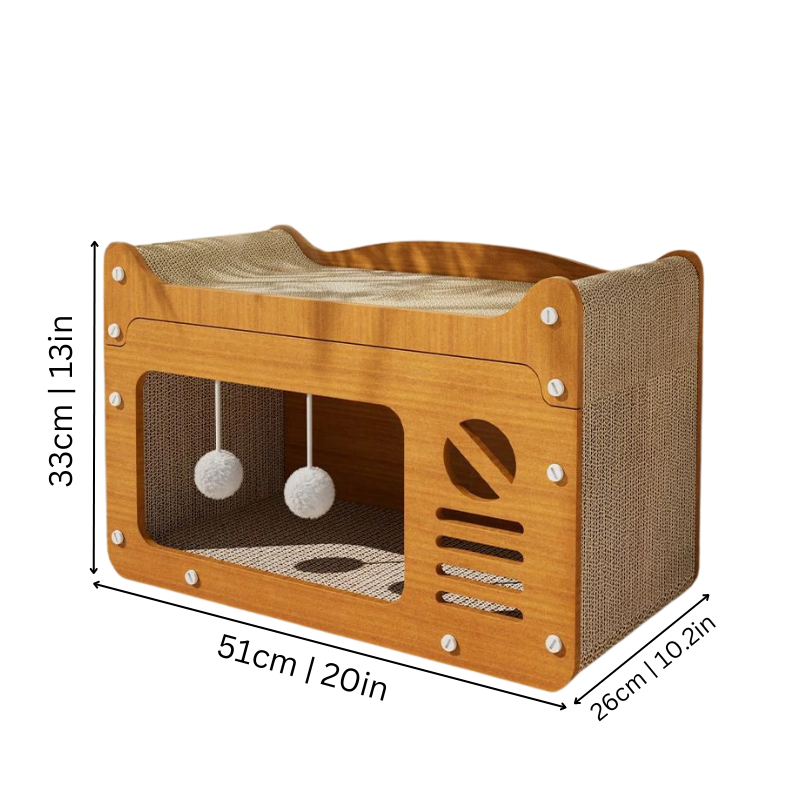 Cat Scratching Post Cozy Bed and Play Area Modern Wood Design - Image 2