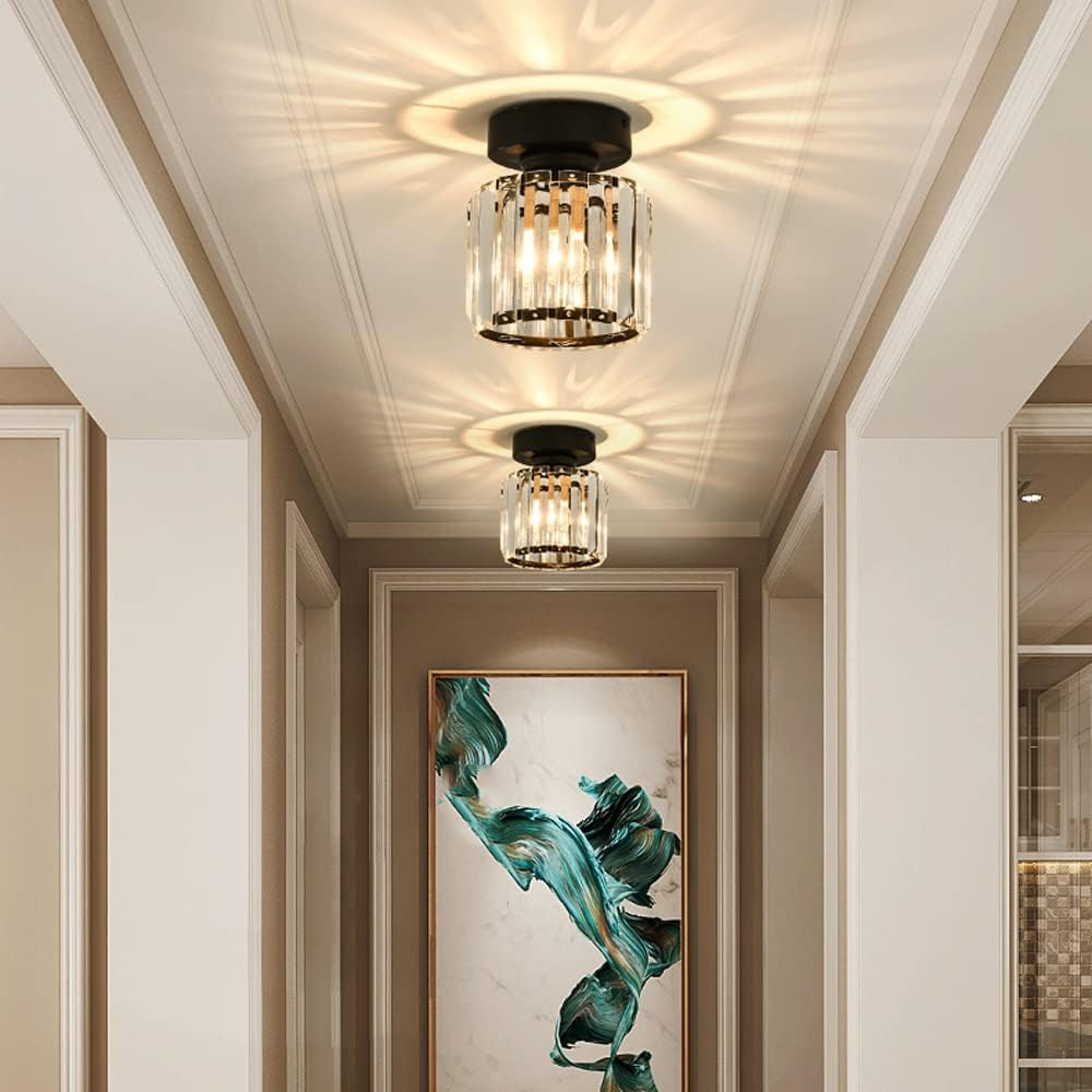 Ceiling Light Glass Shade Modern Clear Striped Flush Mount Lamp - Image 12