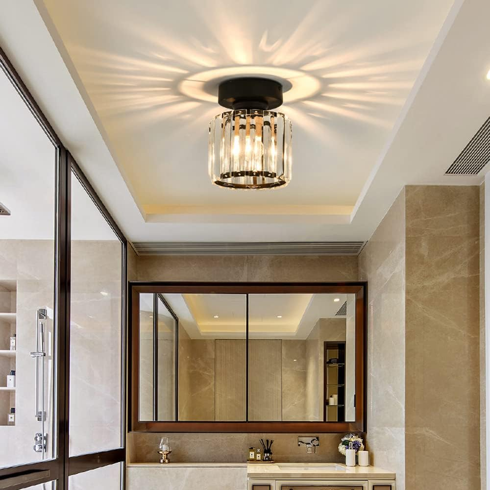 Ceiling Light Glass Shade Modern Clear Striped Flush Mount Lamp - Image 13