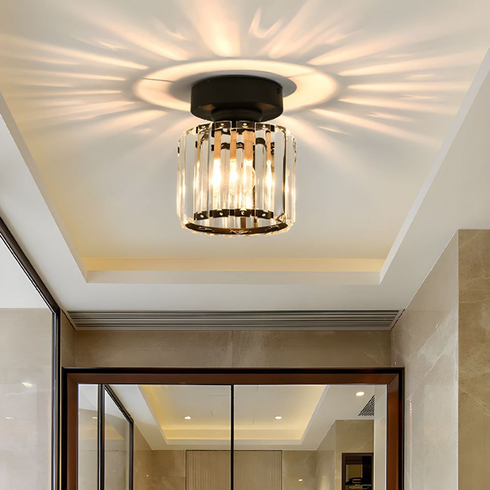 Ceiling Light Glass Shade Modern Clear Striped Flush Mount Lamp - Image 14