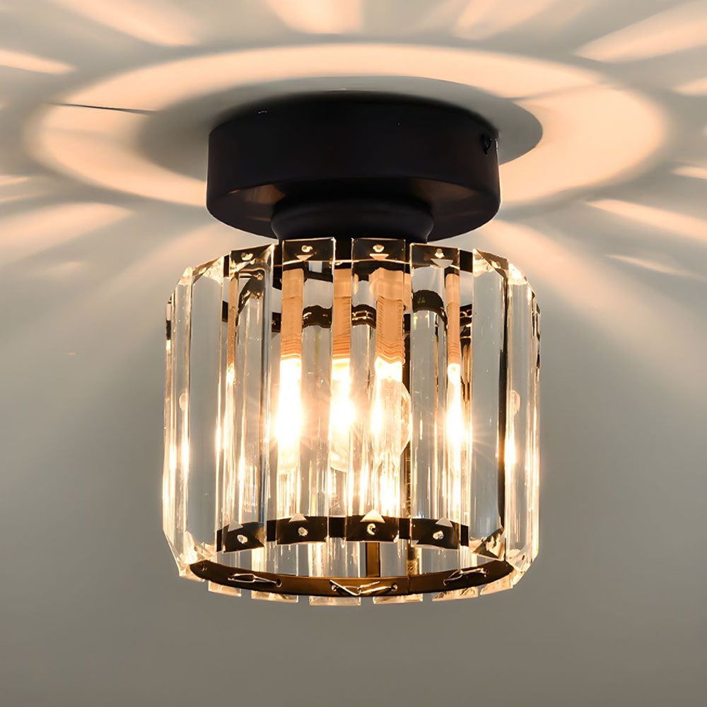 Ceiling Light Glass Shade Modern Clear Striped Flush Mount Lamp - Image 17