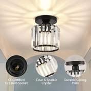 Ceiling Light Glass Shade Modern Clear Striped Flush Mount Lamp - Image 20