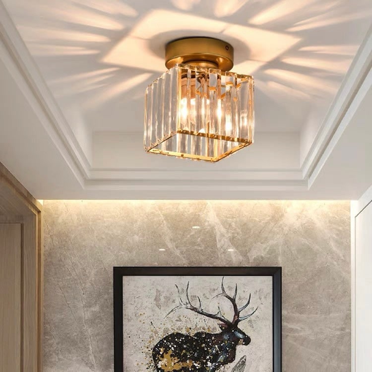 Ceiling Light Glass Shade Modern Clear Striped Flush Mount Lamp - Image 22